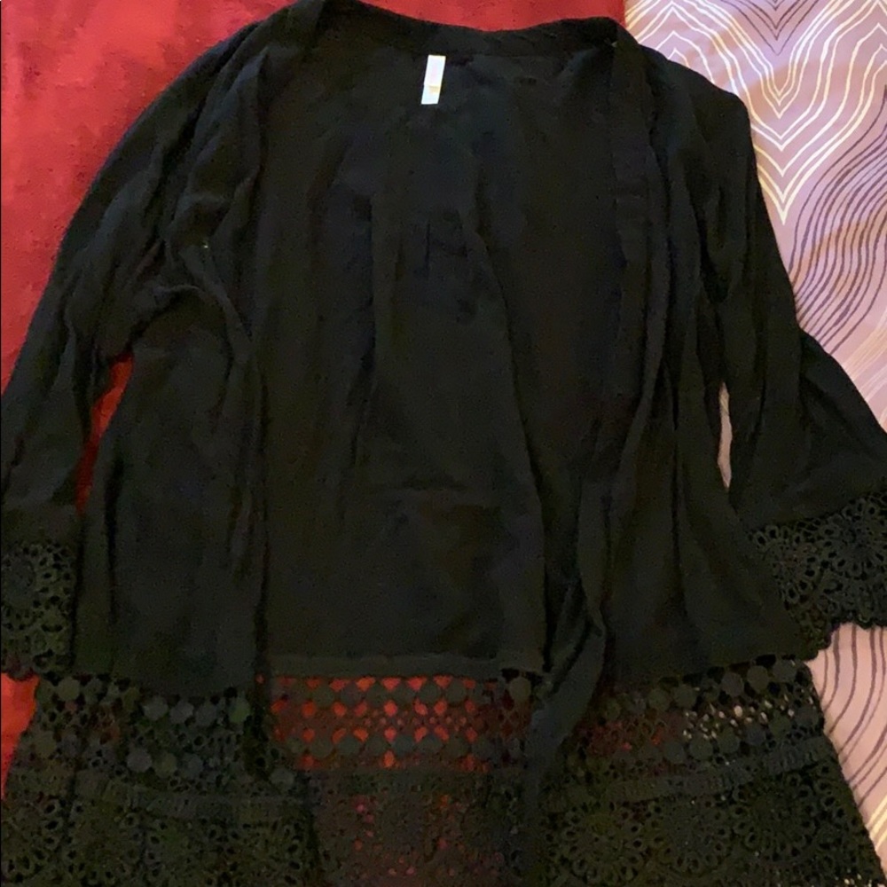 Black crochet accented cover up
